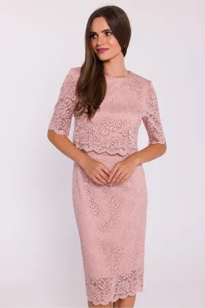 Evening dress Cocktail Dress Lace Occasion wear Cropped Overlay Elegant Midi Dress