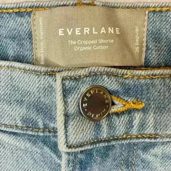 Everlane The Cropped Shortie Low Rise Organic cotton Jeans Light Wash Jean Sz 26