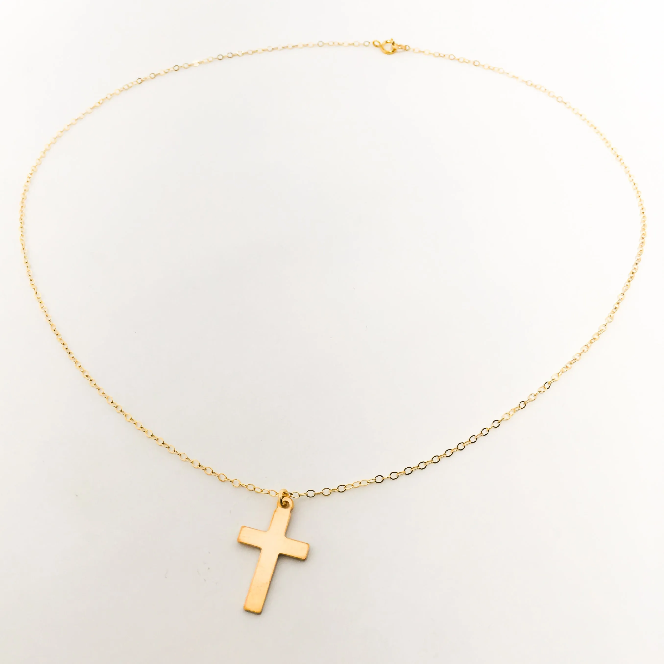 Faith Smooth Cross Necklace | Gold