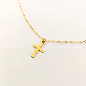 Faith Smooth Cross Necklace | Gold