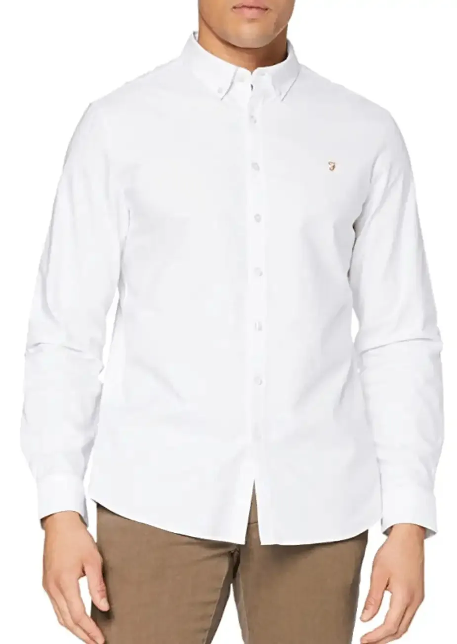 Farah Men's Brewer Oxford Shirt White