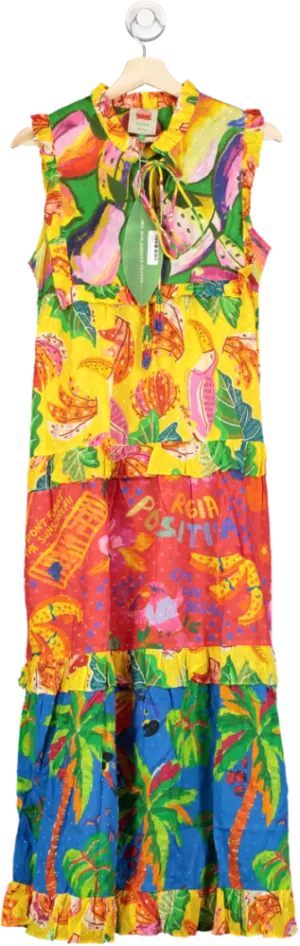 Farm Rio Multicoloured Mixed Prints Tiered Maxi Dress XS