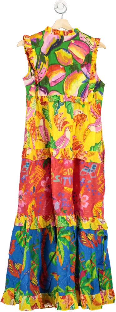 Farm Rio Multicoloured Mixed Prints Tiered Maxi Dress XS