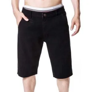 Faux Pocket Design Zipper Fly Casual Shorts - Black L