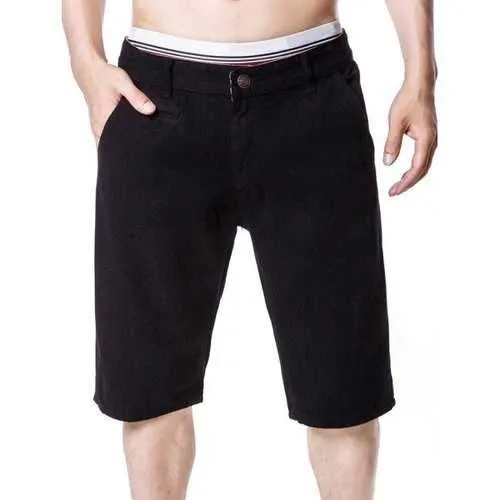 Faux Pocket Design Zipper Fly Casual Shorts - Black L