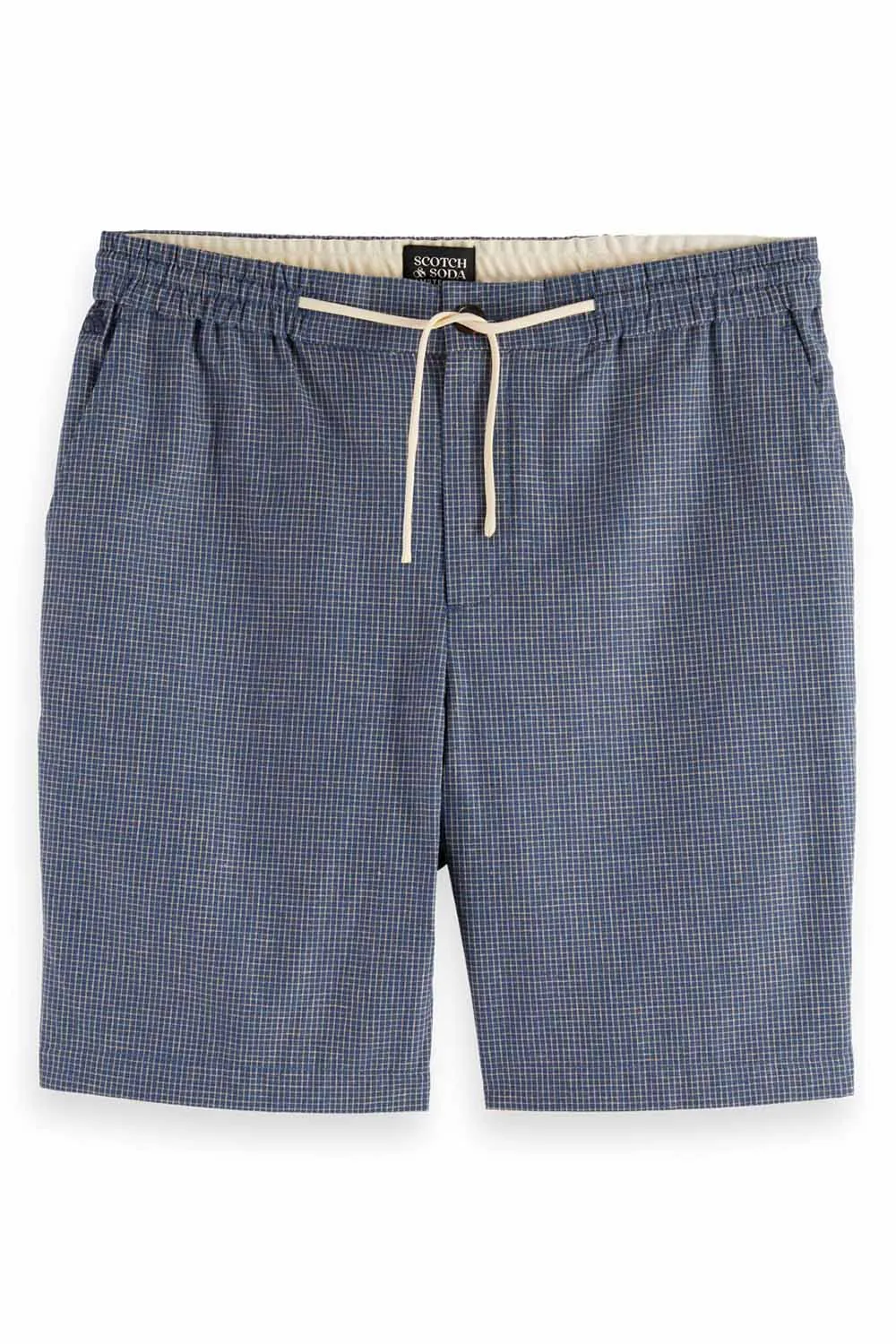 FAVE LINEN BERMUDA SHORT Atlantic Blue Mini Check