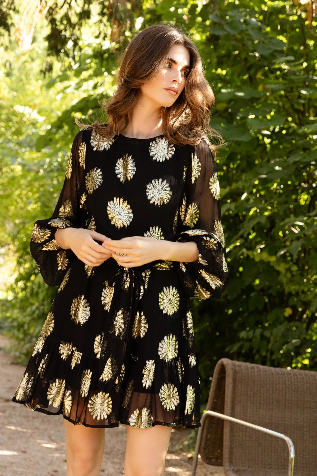 Flirty Short Dress - Peony Black