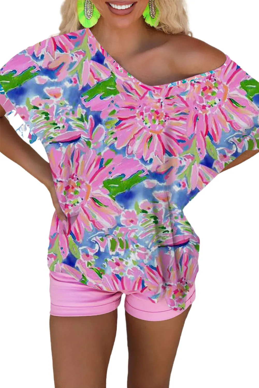 Floral Print Notch Neck Sleeveless Top
