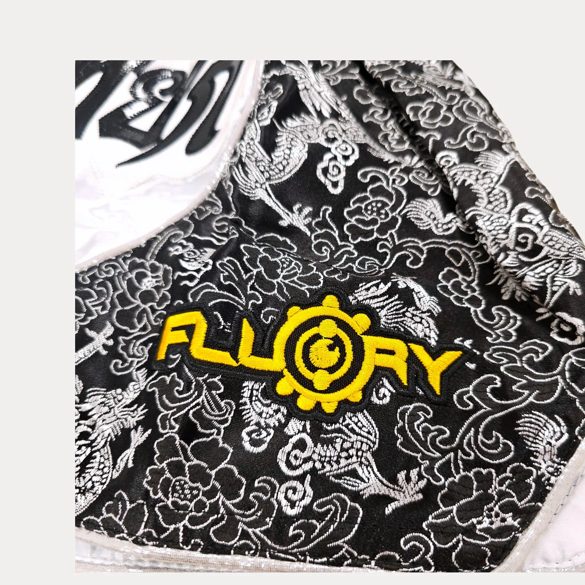 Fluory Silver Leaf Adult Muay Thai Shorts