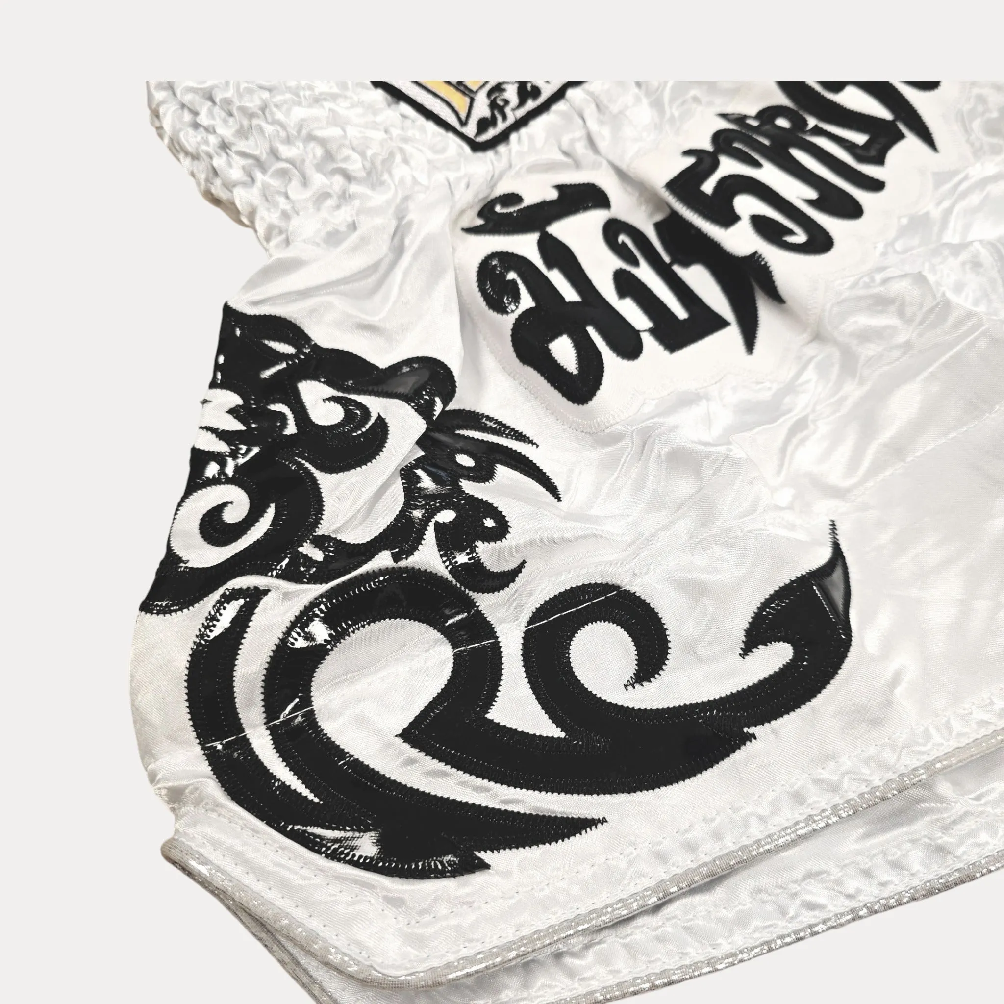 Fluory Silver Leaf Adult Muay Thai Shorts