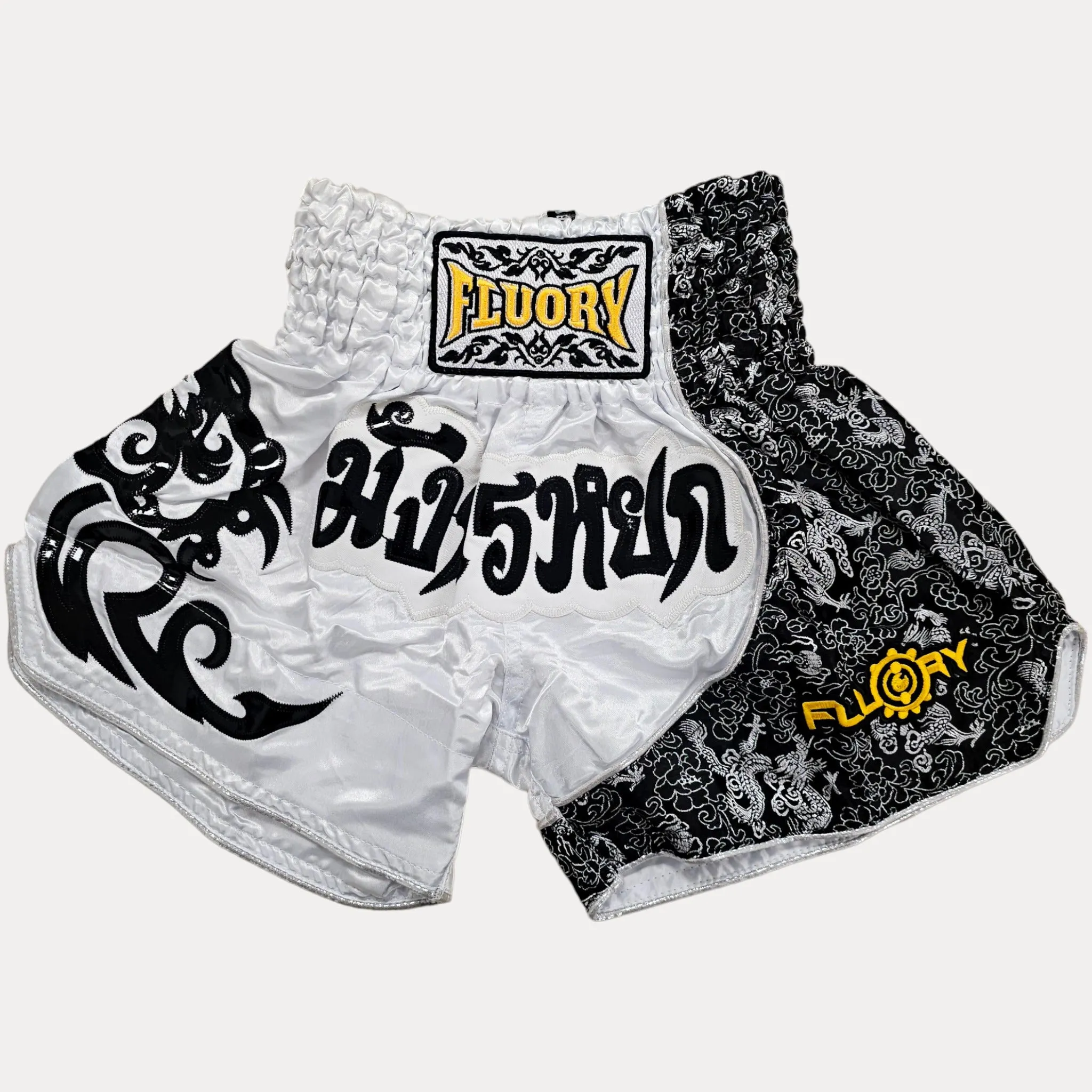 Fluory Silver Leaf Adult Muay Thai Shorts