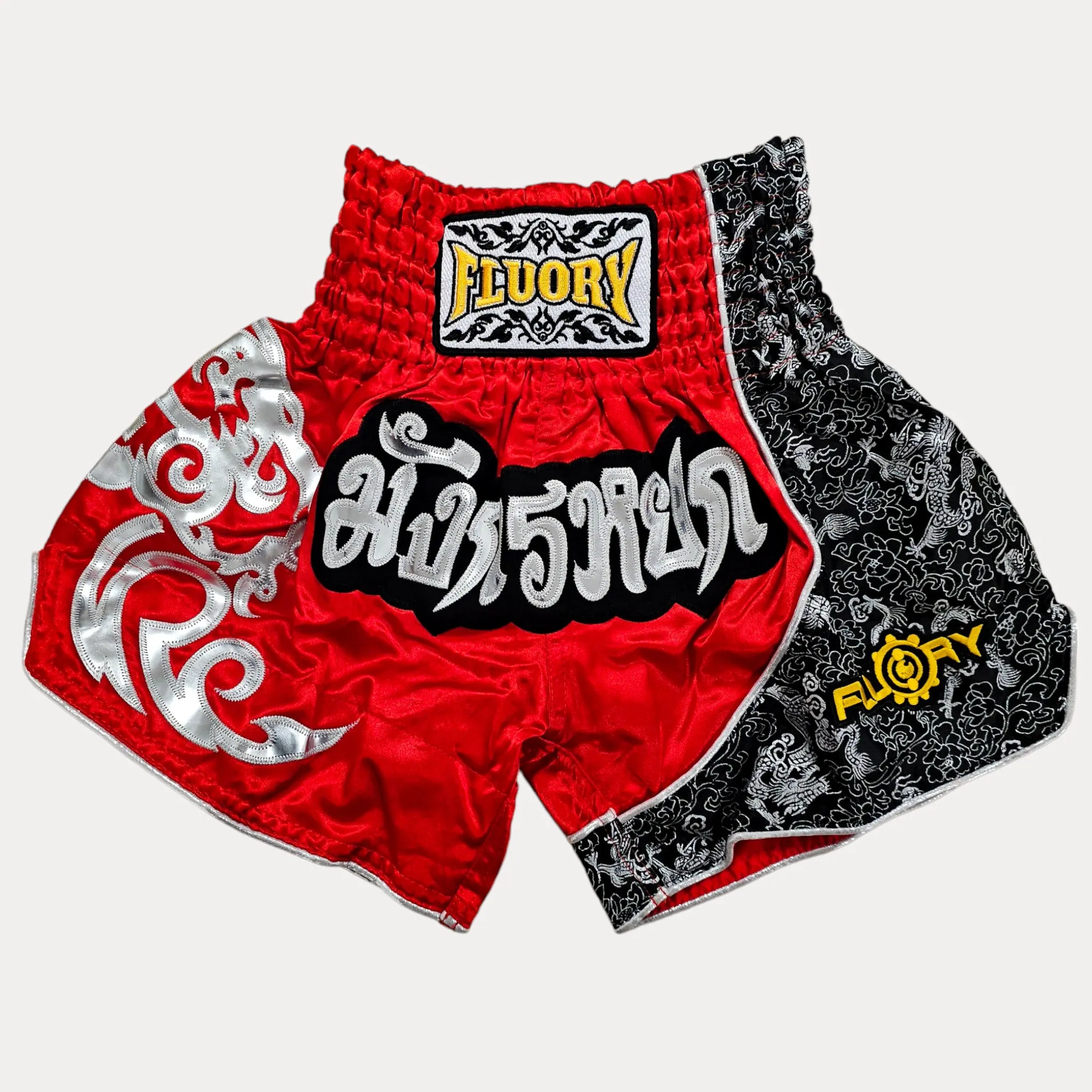 Fluory Silver Leaf Adult Muay Thai Shorts