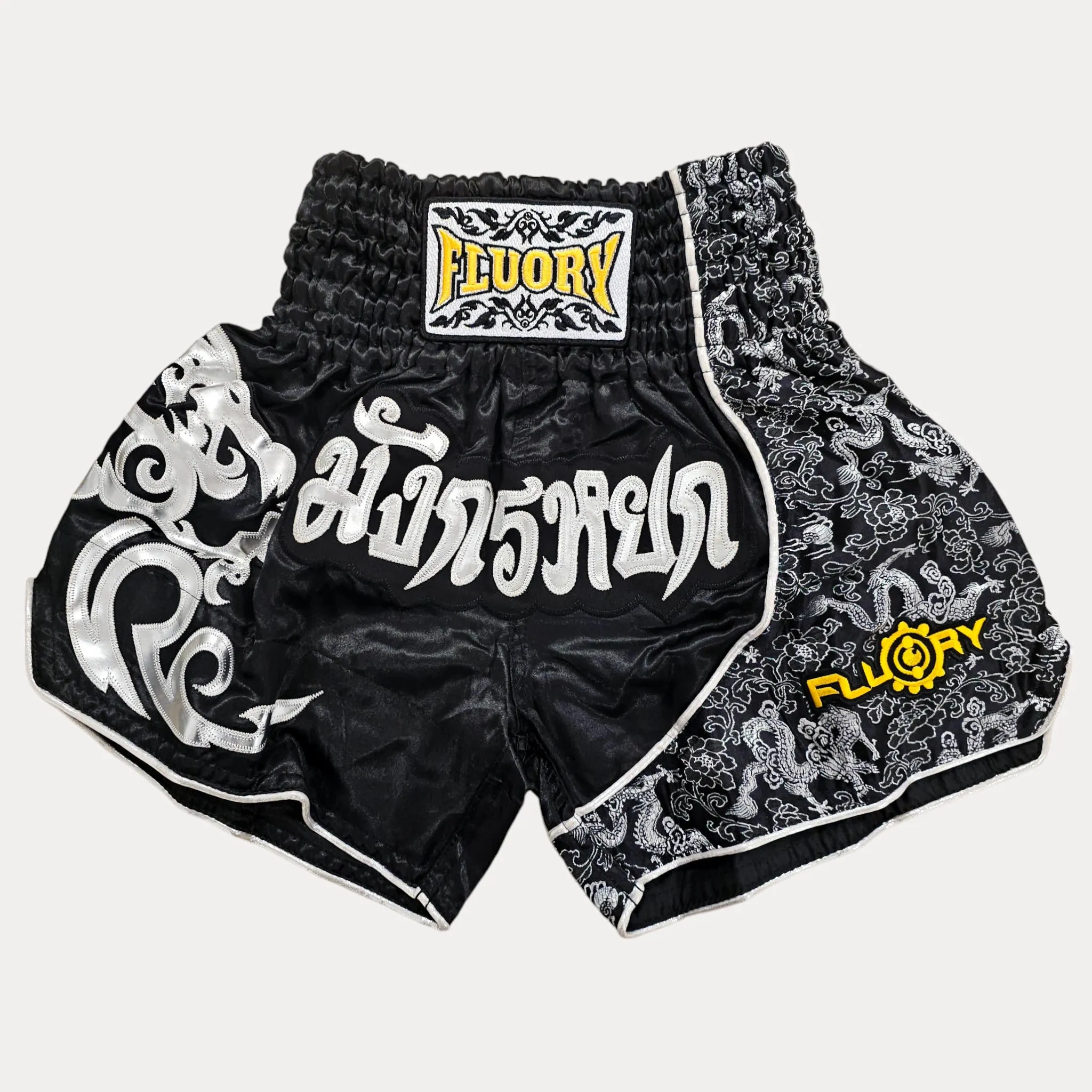 Fluory Silver Leaf Adult Muay Thai Shorts