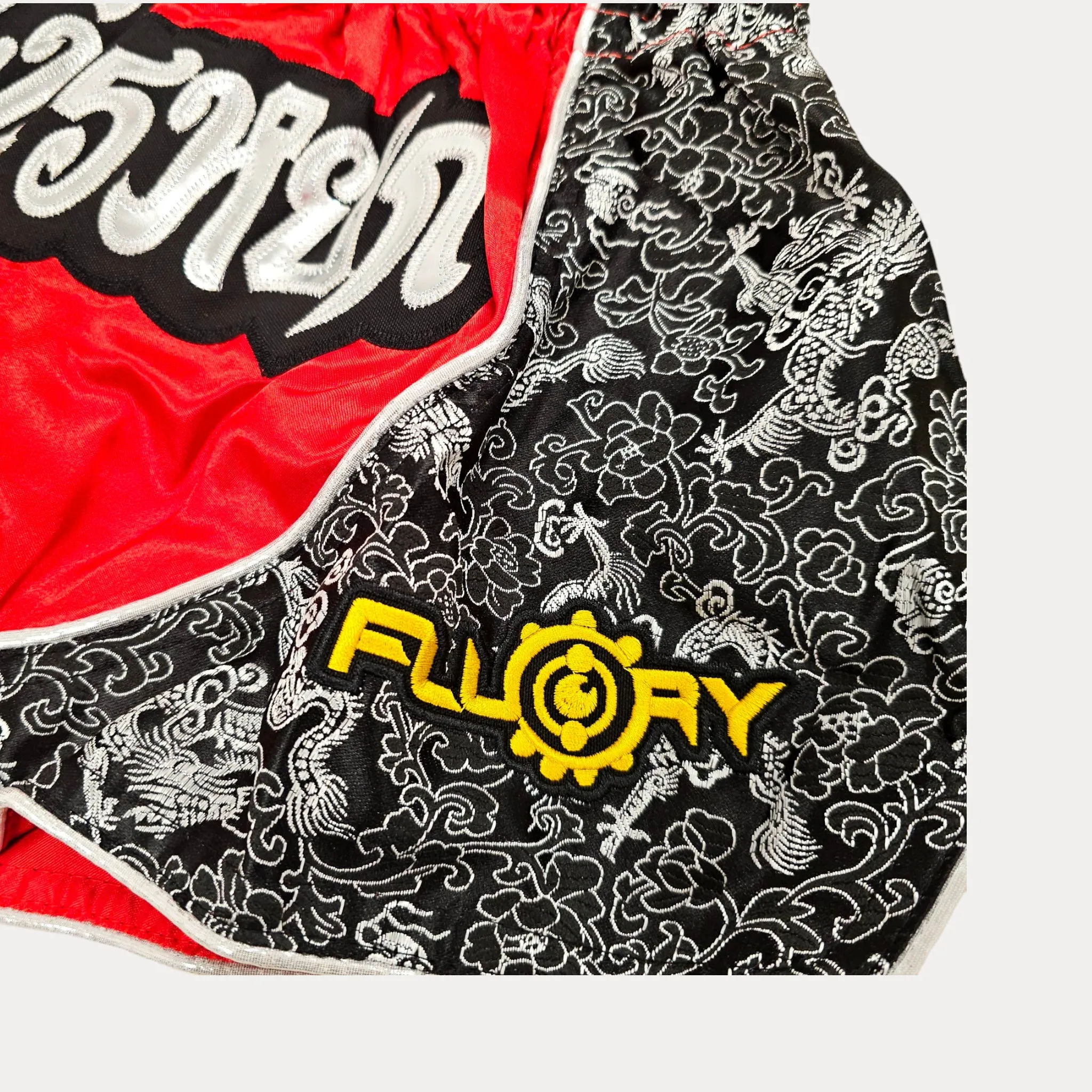 Fluory Silver Leaf Adult Muay Thai Shorts