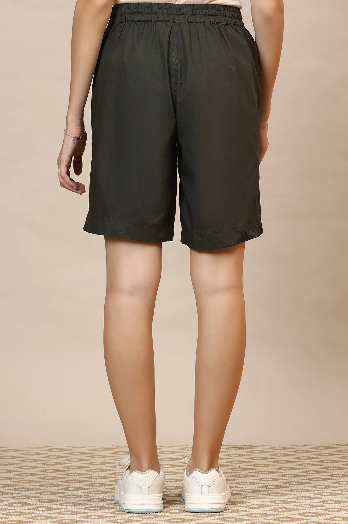 Forest Green Pure Cotton Lounge Shorts