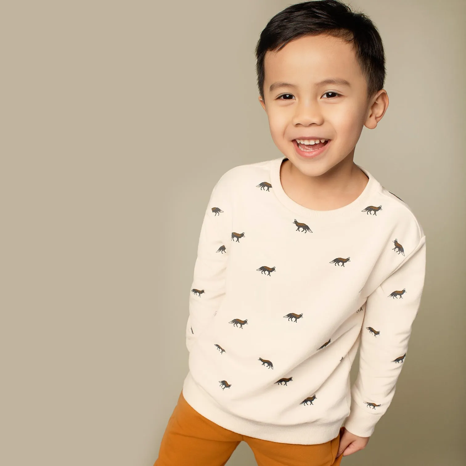 Fox Print on Crème Sweatshirt