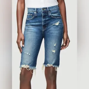 Frame Le Vintage Bermuda Short Heartbreaker Distressed Blue Cutoffs EUC Size 27