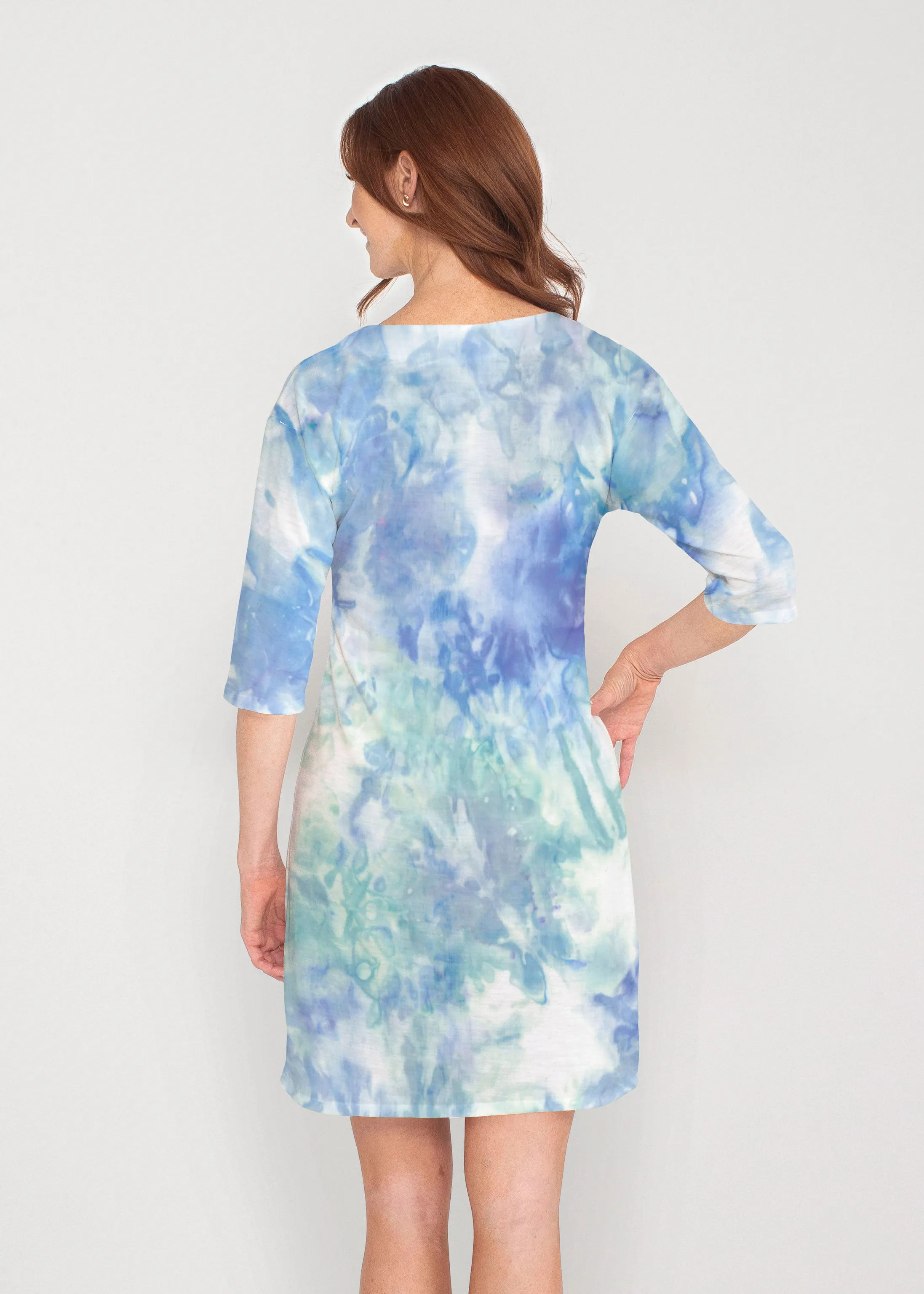 Francesca (16249) ~ Drop Shoulder 3/4 Sleeve V-Neck Dress