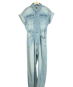 Free People Blue Marci Denim Jumpsuit UK L
