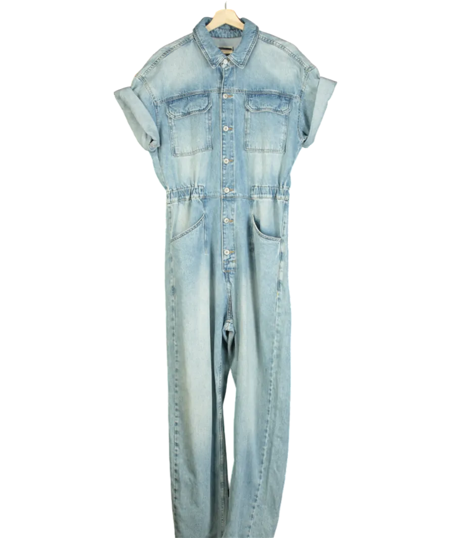 Free People Blue Marci Denim Jumpsuit UK L