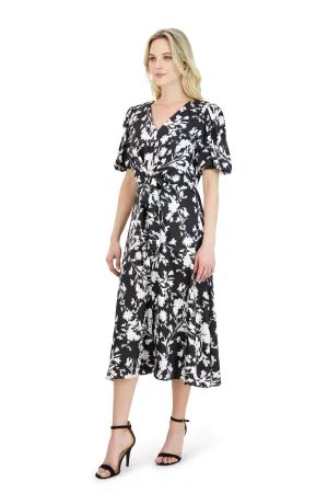 Front Tie Midi French Twill Dress