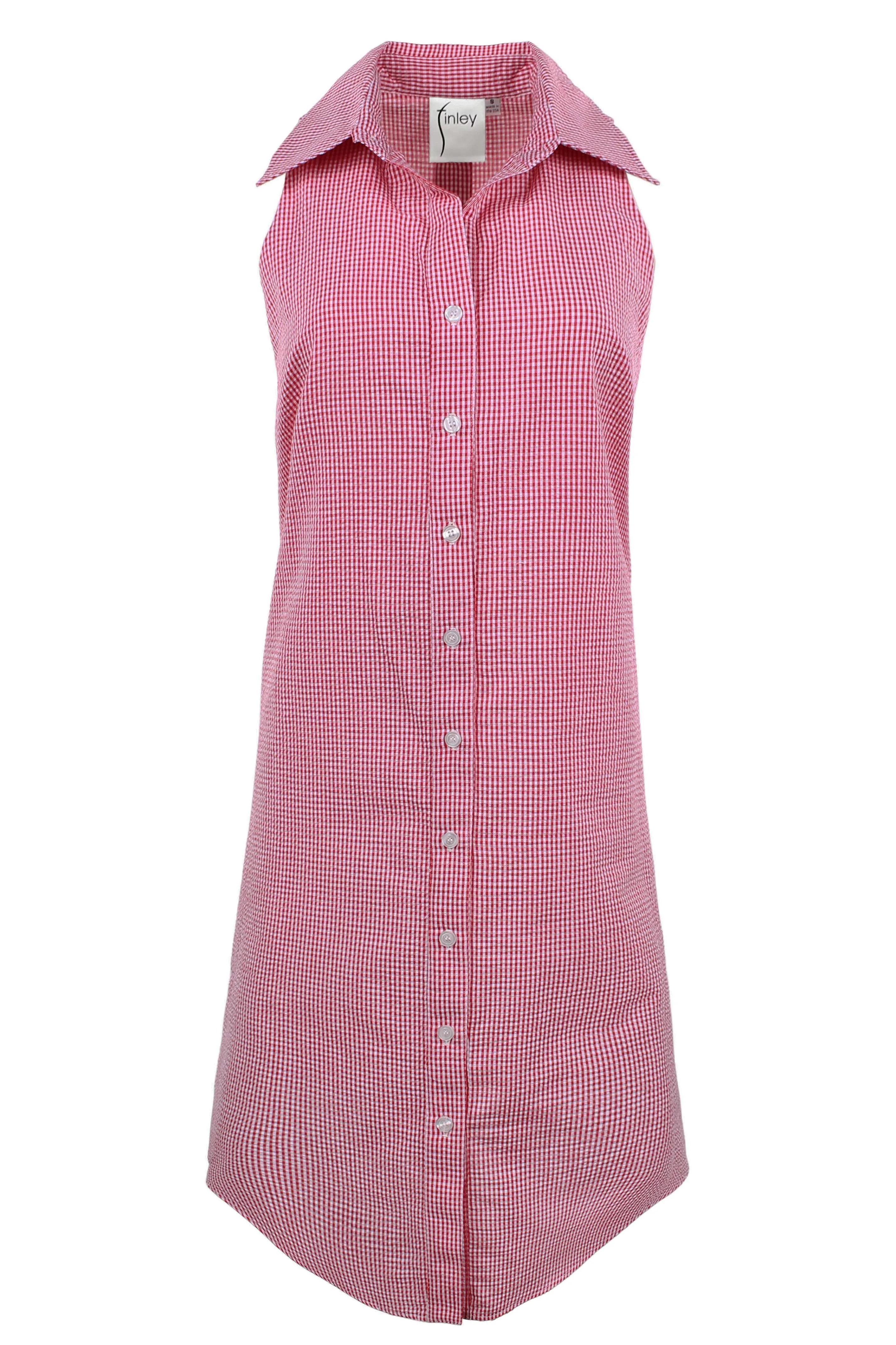 GAMEDAY! Swing Dress Red/White Seersucker Check
