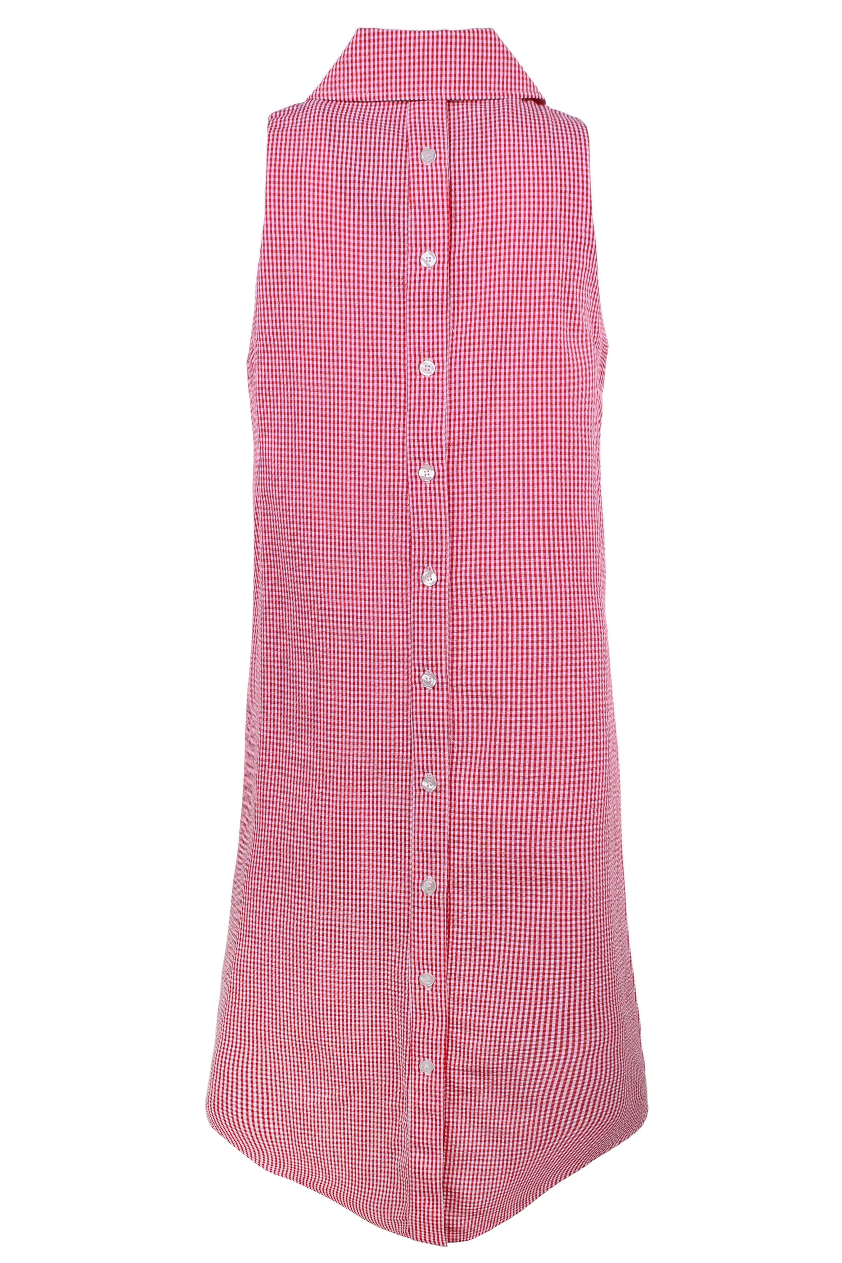 GAMEDAY! Swing Dress Red/White Seersucker Check