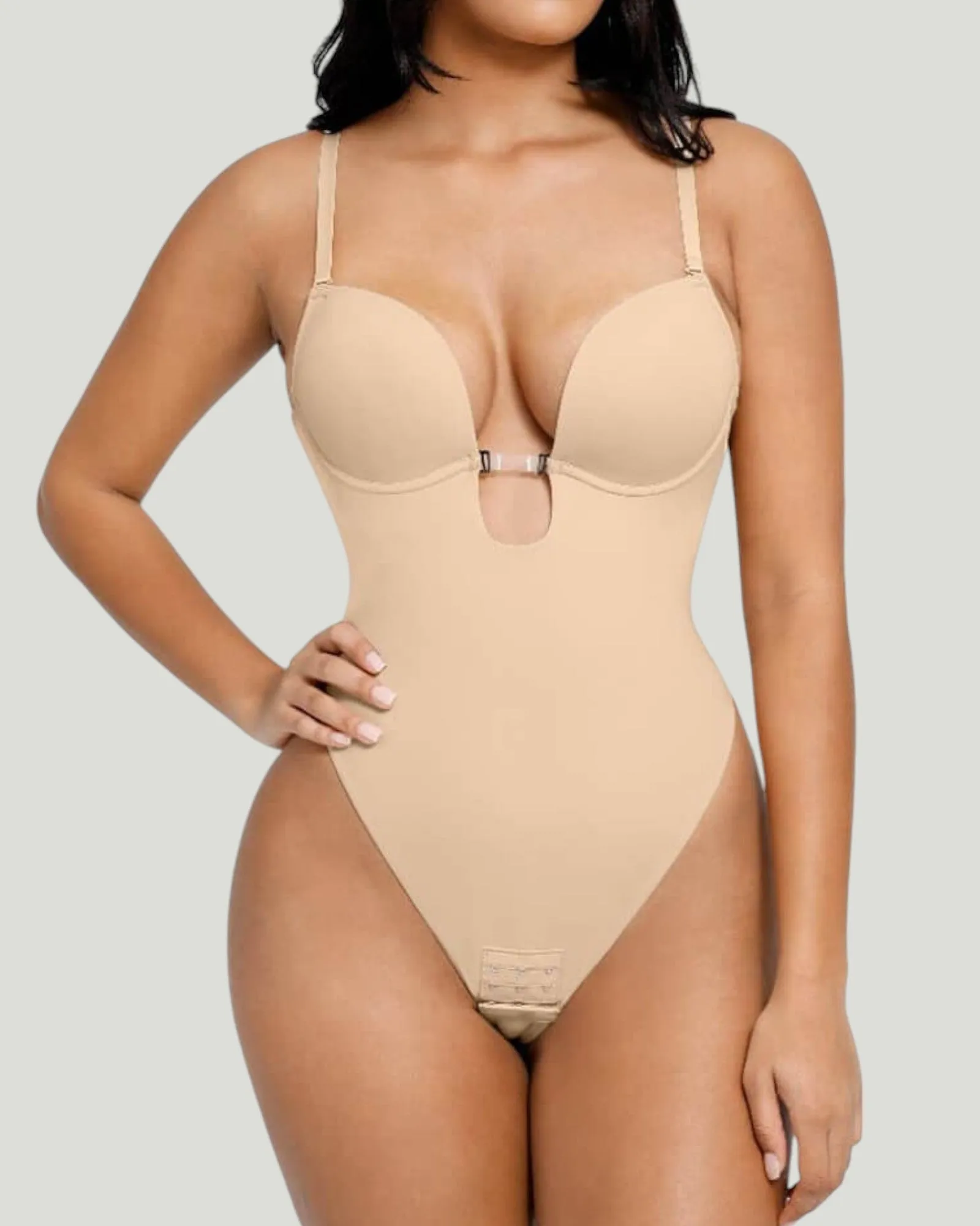 Gigi Plunge Low Back Thong Bodysuit