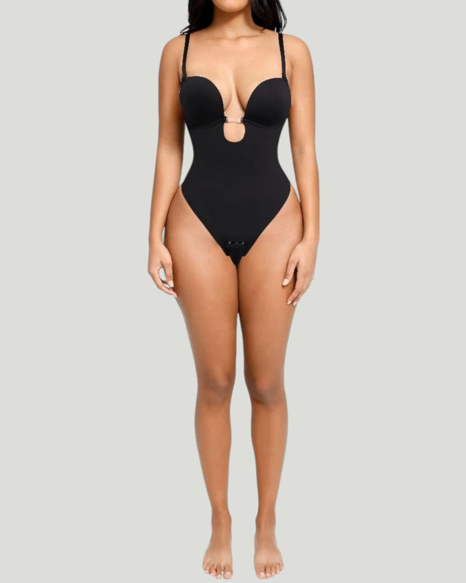 Gigi Plunge Low Back Thong Bodysuit