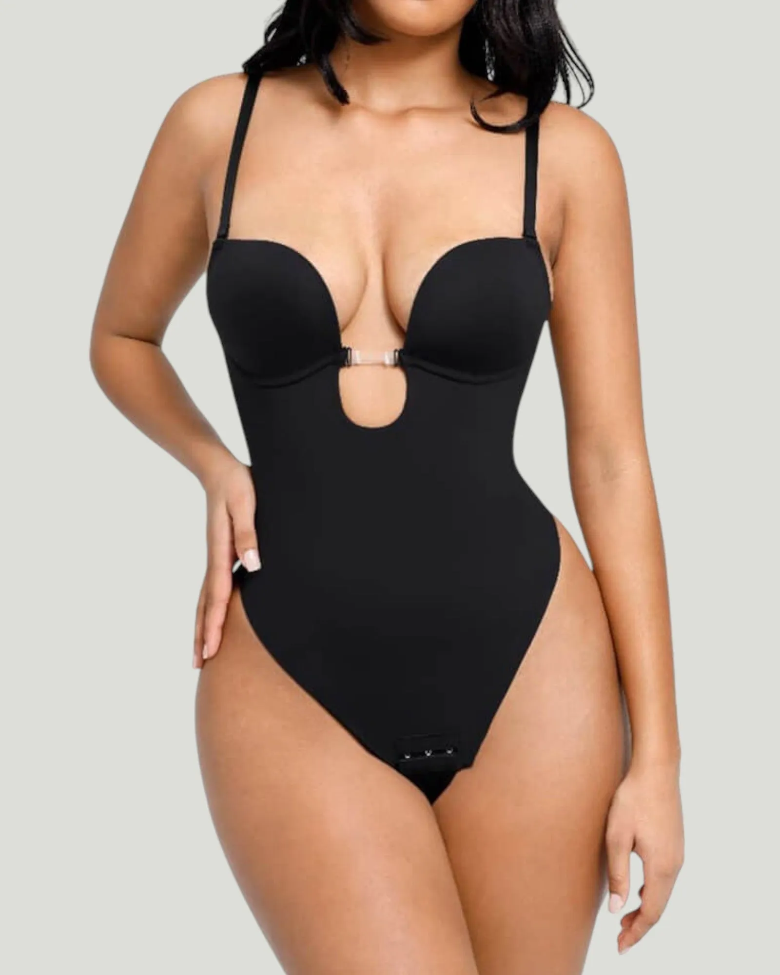 Gigi Plunge Low Back Thong Bodysuit