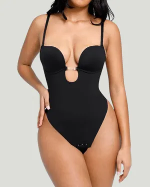 Gigi Plunge Low Back Thong Bodysuit