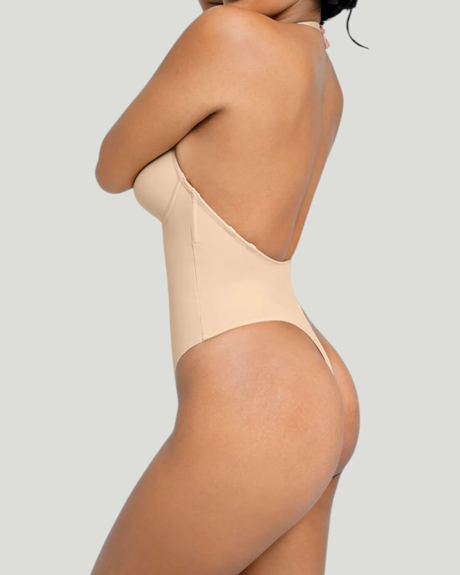 Gigi Plunge Low Back Thong Bodysuit