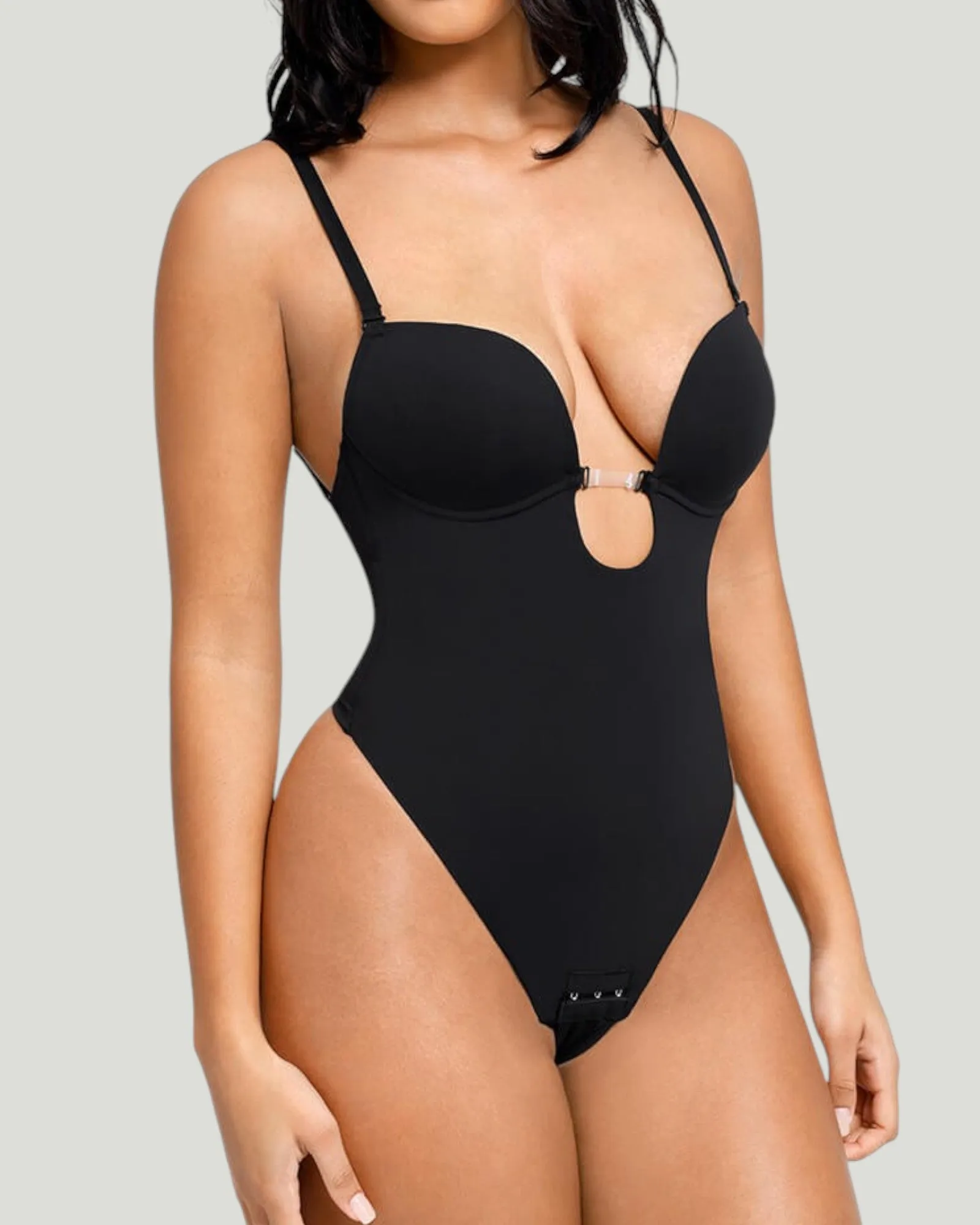 Gigi Plunge Low Back Thong Bodysuit