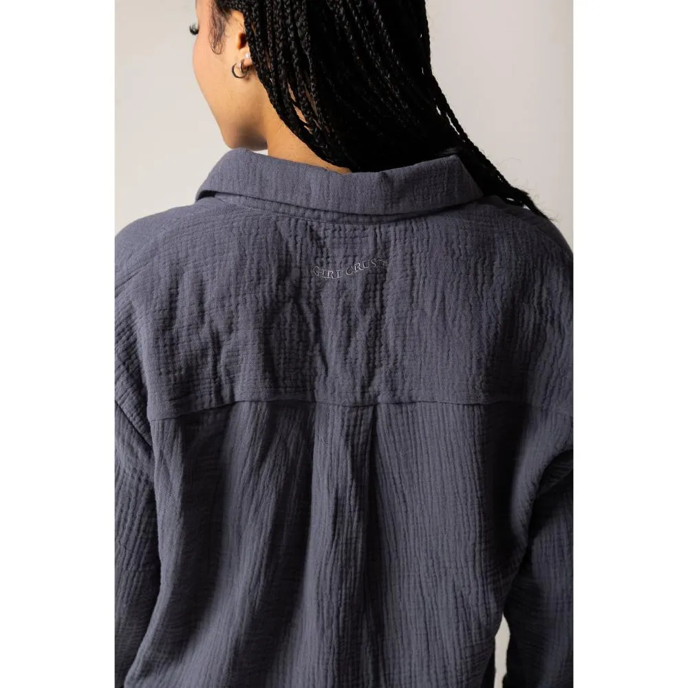 GIRL CRUSH TEXTURED ORGANIC COTTON SHIRT DUSTY BLUE