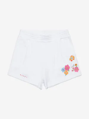 Girls Flower Shorts in White