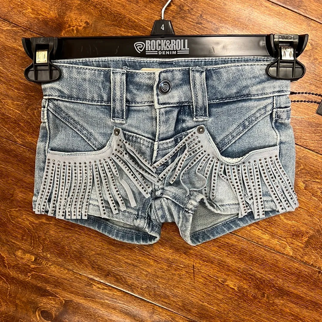 Girls Fringe Baby Blue Shorts
