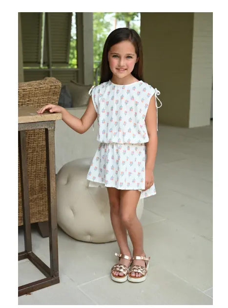 Girls Helen Dress - White Block
