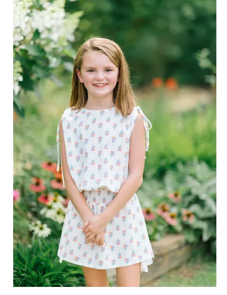 Girls Helen Dress - White Block