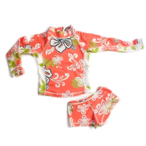 Girls Long Sleeve Rashguard and Shorts - Moana Mango