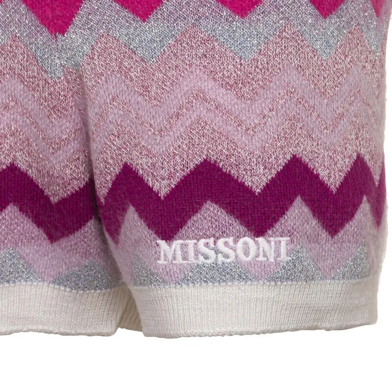 Girls Pink Knitted Zig Zag Shorts