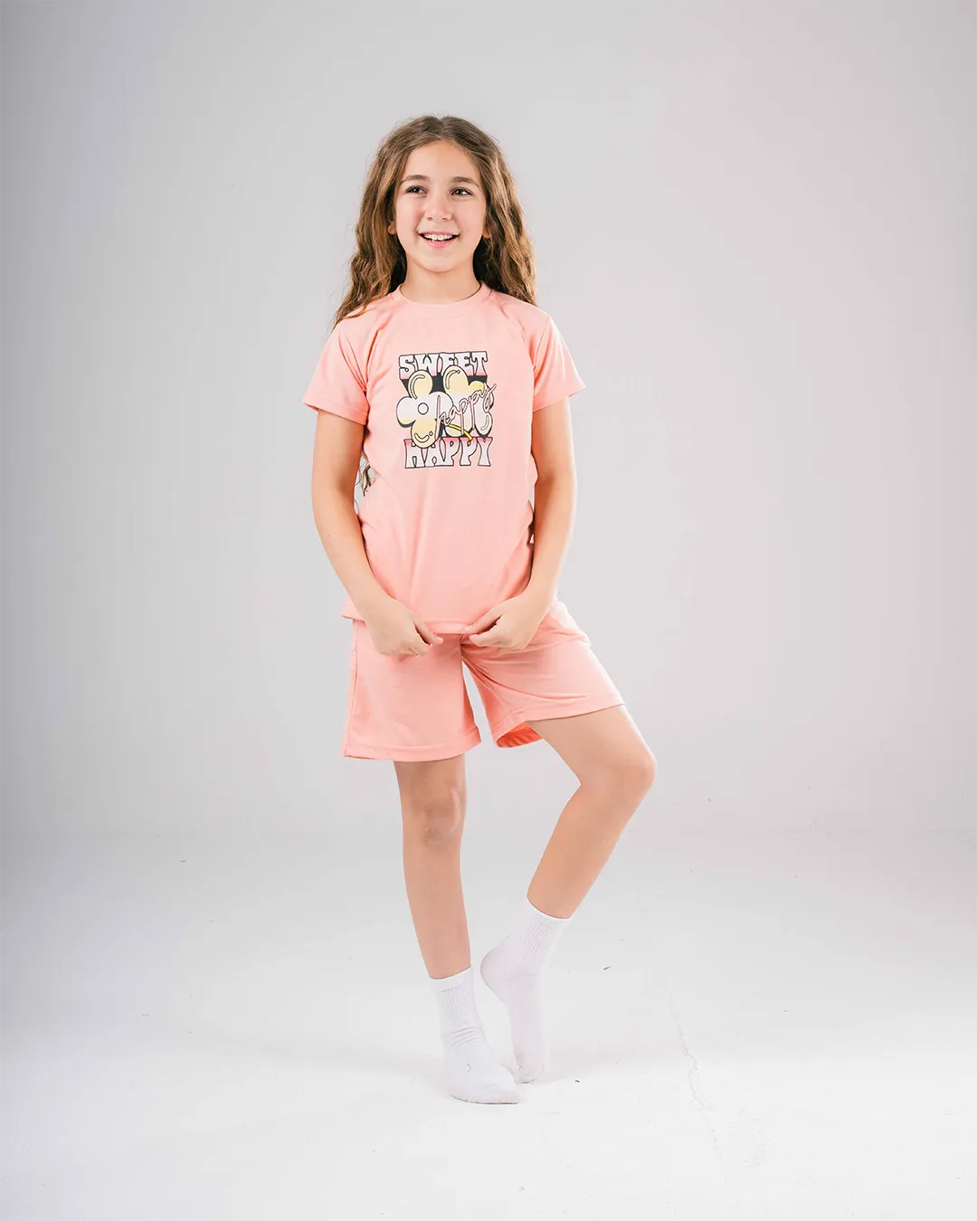 Girl's Printed Lounge Suit with Shorts