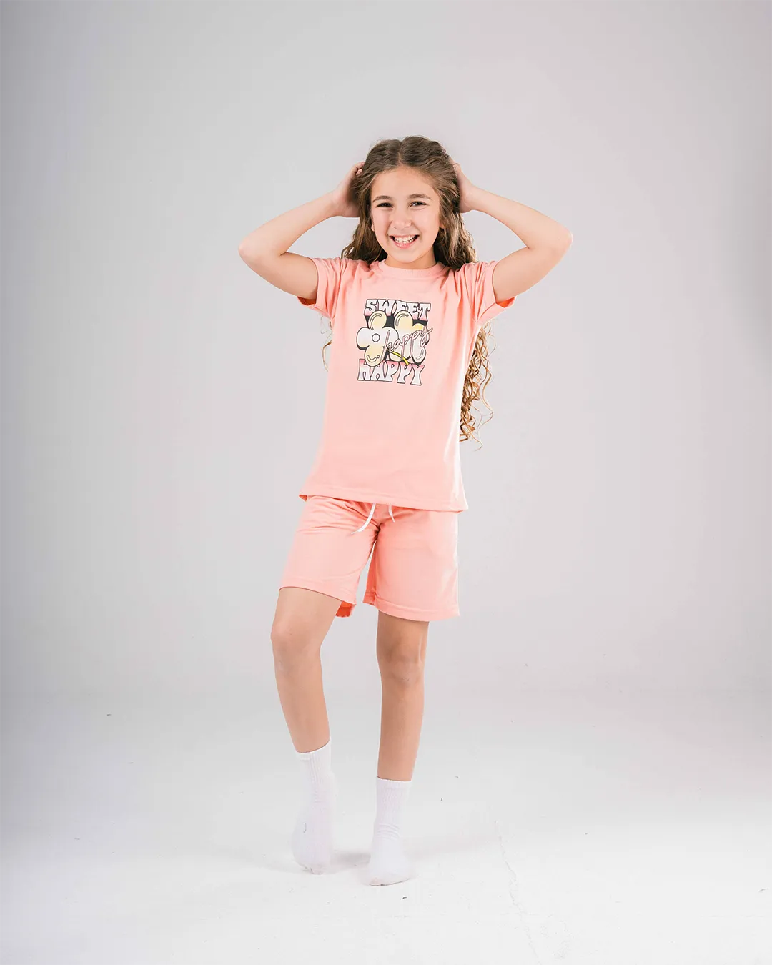 Girl's Printed Lounge Suit with Shorts