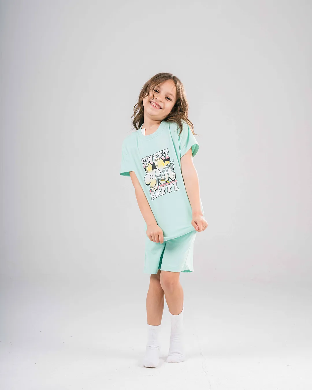 Girl's Printed Lounge Suit with Shorts