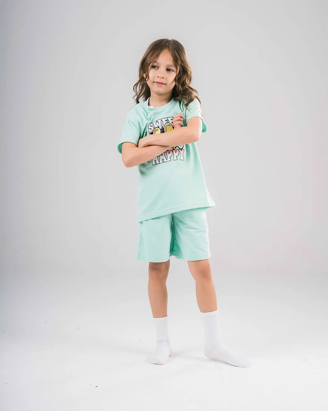 Girl's Printed Lounge Suit with Shorts