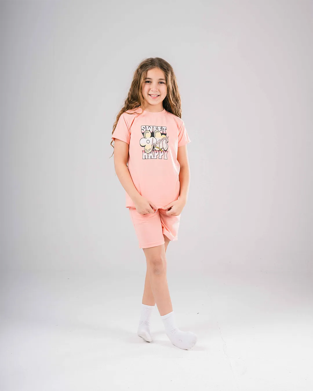 Girl's Printed Lounge Suit with Shorts