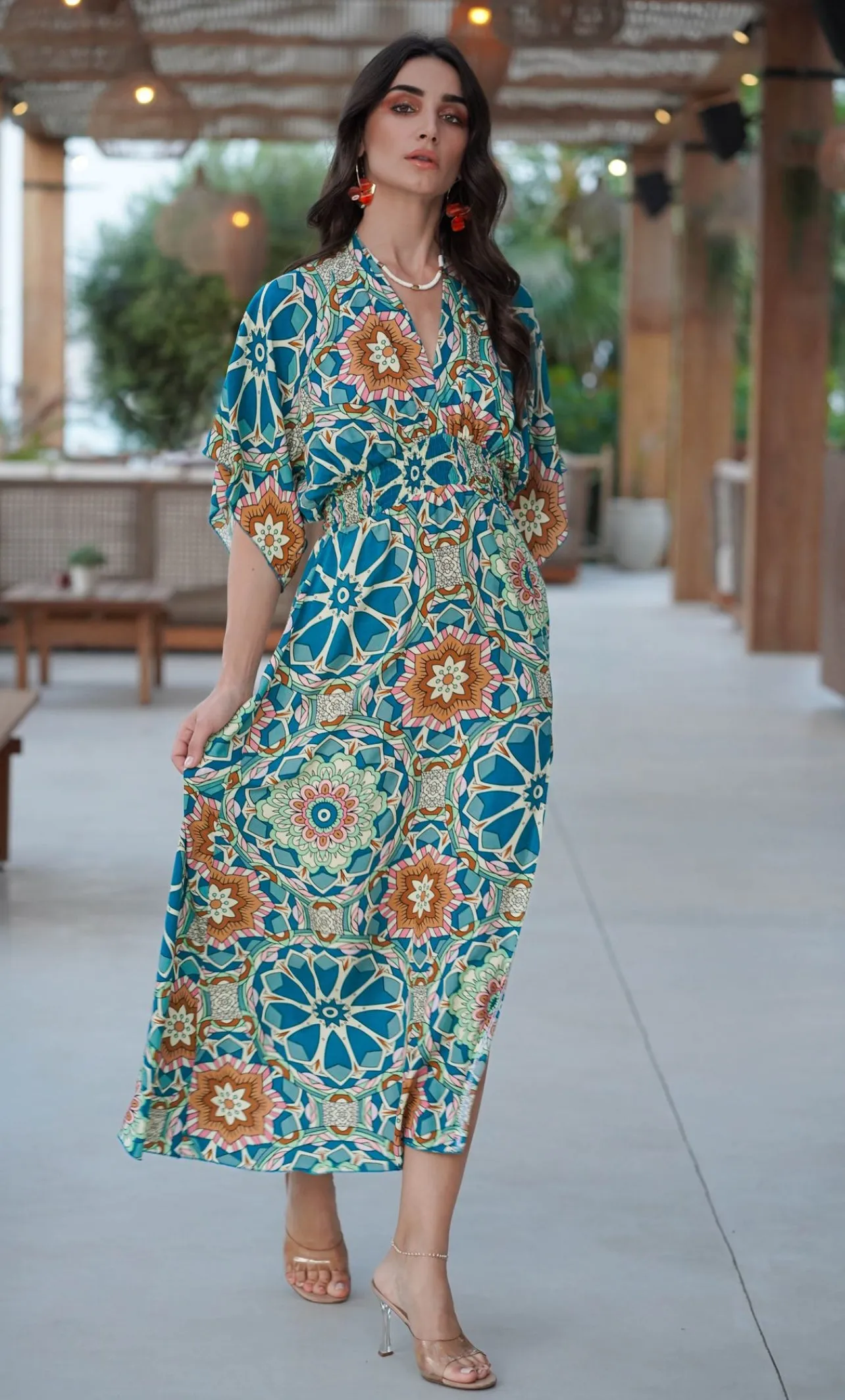 Goddess straight dress in ocean kaleidoscope