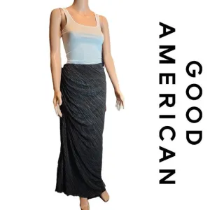 Good American Always Fits Plisse Maxi Sarong NWT Black 5/6