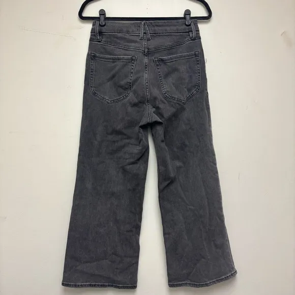 Good American Good Waist Cropped Palazzo Jeans Black 329