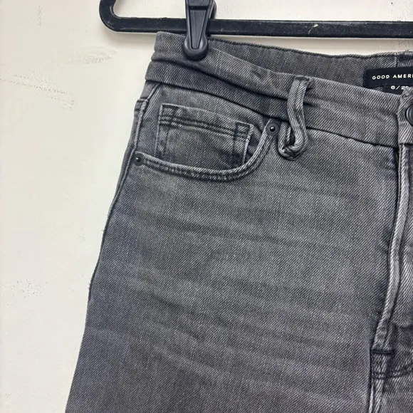 Good American Good Waist Cropped Palazzo Jeans Black 329