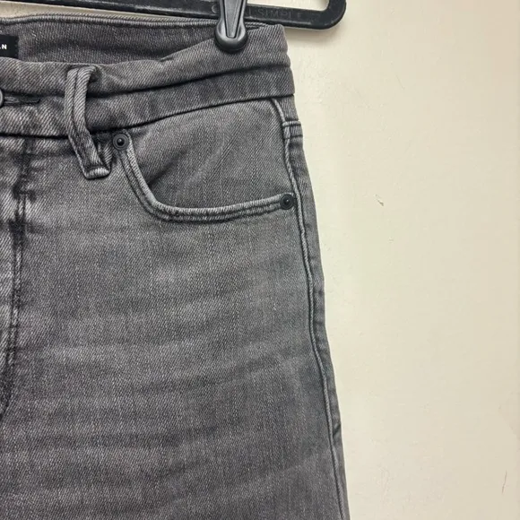Good American Good Waist Cropped Palazzo Jeans Black 329